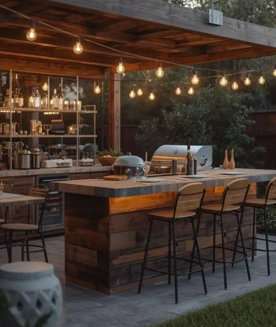 A Bar Style Kitchen With Outdoor Kitchen Bars