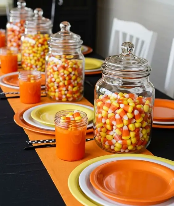 Candy Corn Table Setup