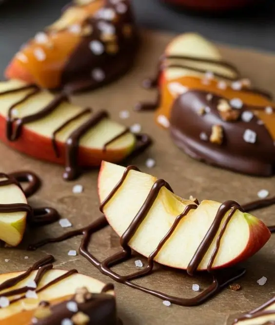 Caramel Apple Slices with Dark Chocolate