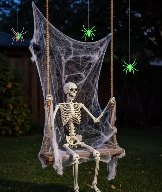 Cobweb Swing with Skeleton Rider