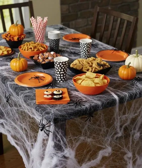 Creepy Snack Table with Spider Webs