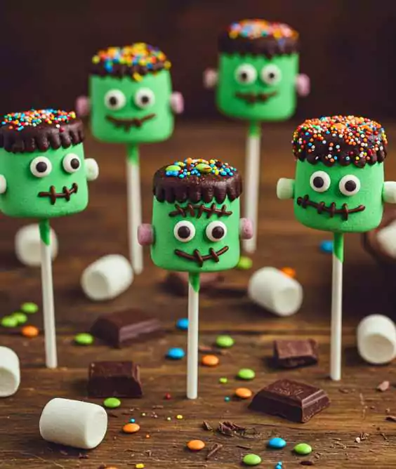 Frankenstein Marshmallow Pops