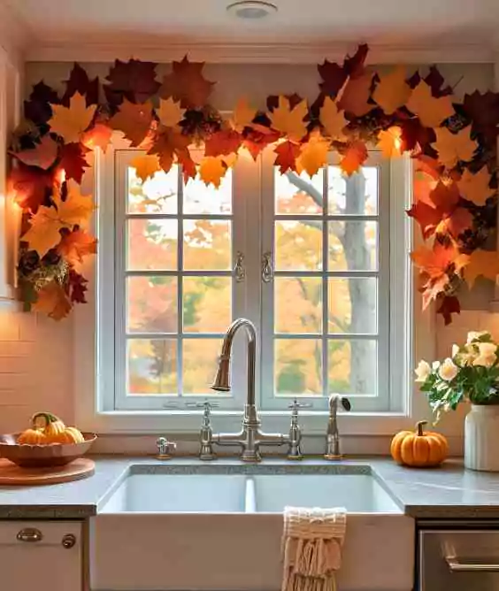 Leaf Garland Above the Sink