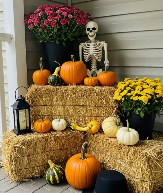 Mini Hay Bales and Gourds