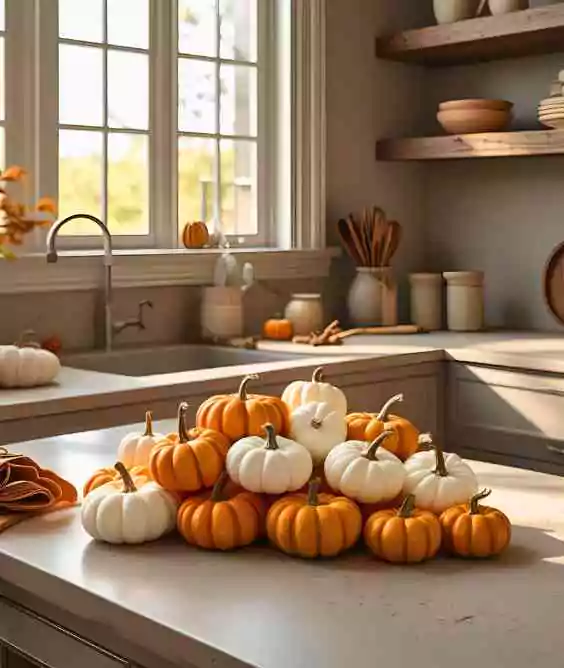 Mini Pumpkins on the Counter