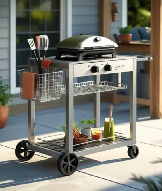 Mobile Outdoor Kitchen Cart Setup