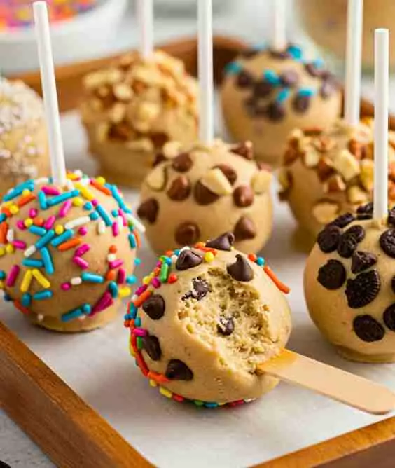 No Bake Cookie Dough Pops