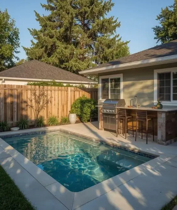 The Poolside Kitchen with a Kleiner Pool Design