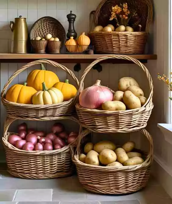 Wicker Baskets with Produce