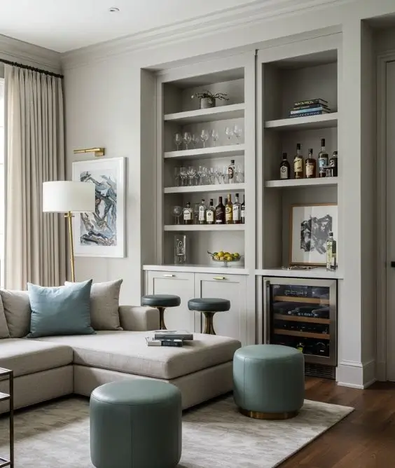 Lounge Area in Living Room With Bar