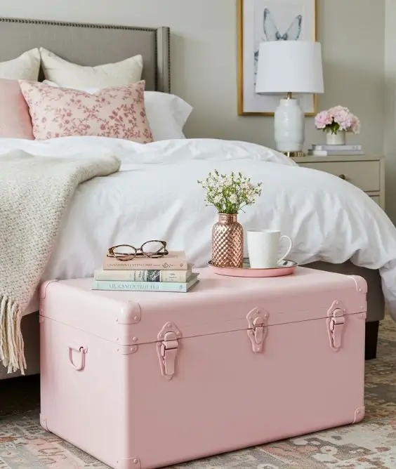 Pink Bedding Trunk for Extra Storage