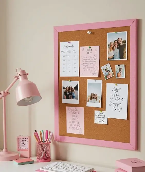 Pink Bulletin Board for Daily Reminders