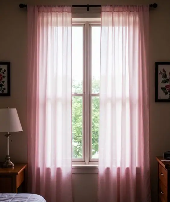 Pink Curtains That Soften Harsh Light