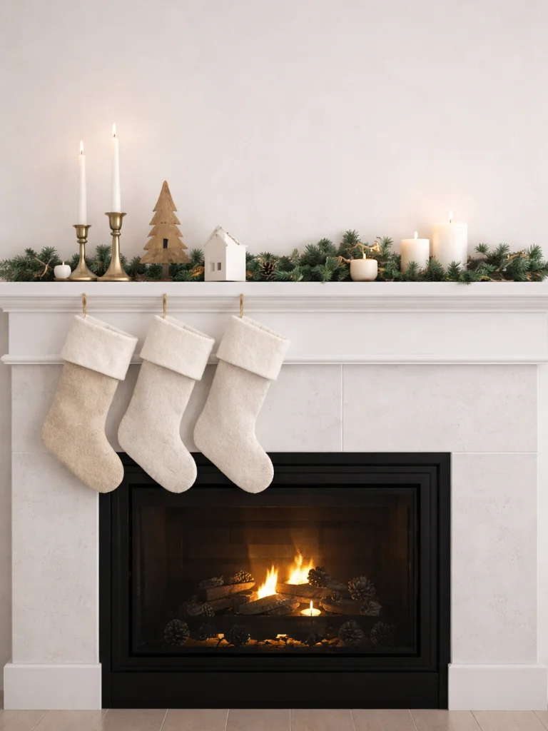 1. Minimalist Christmas Mantel Setup 1