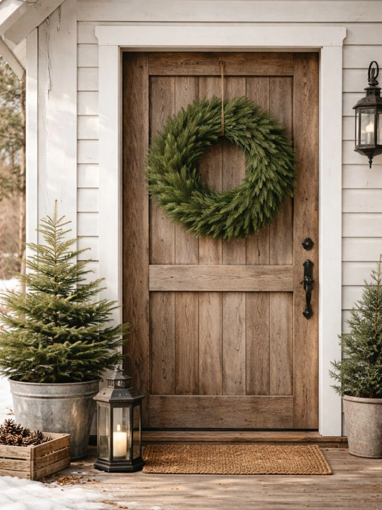 25 Farmhouse Christmas Decor Ideas for a Cozy Holiday Home 2 1. Natural Evergreen Christmas Wreaths
