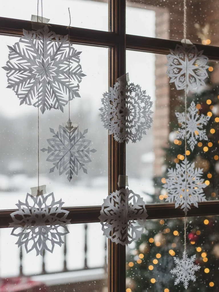 10. Paper Snowflake Window Decor