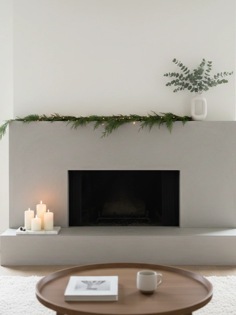 11. Minimalist Christmas Fireplace Decor