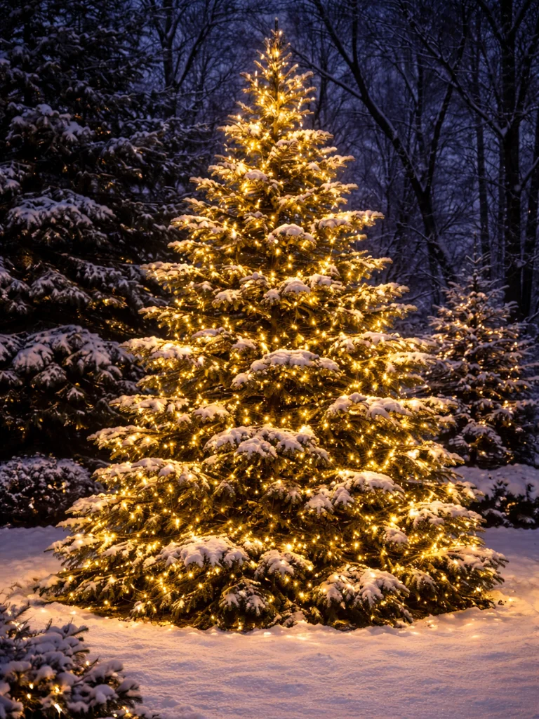 25 Outdoor Christmas Decorating Ideas for a Cozy Seasonal Look 13 12. Outdoor Christmas Tree with Lights