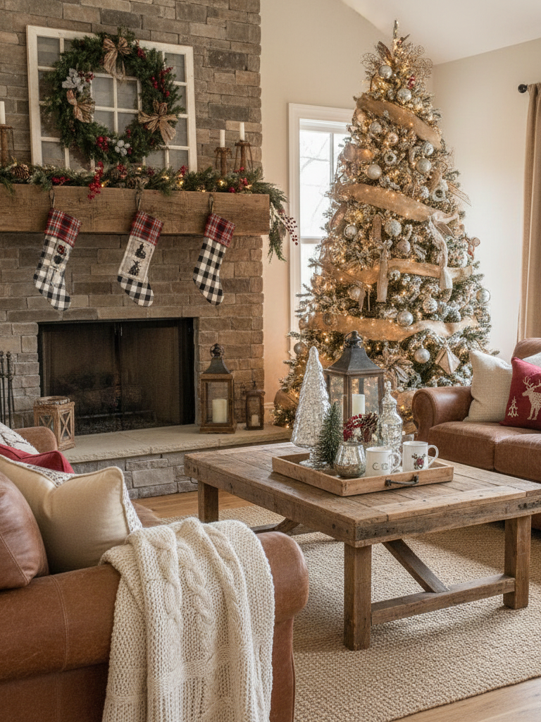 12.Rustic Farmhouse Christmas Decor Ideas