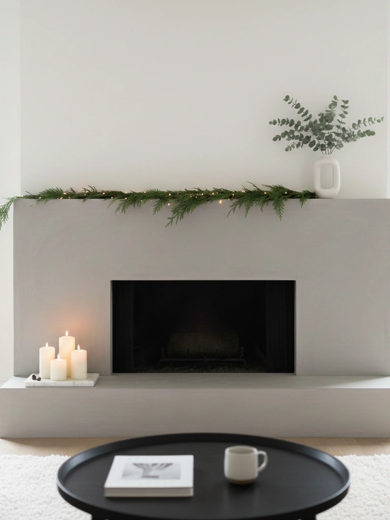 14. Monochrome Fireplace Decor White or Black Accents