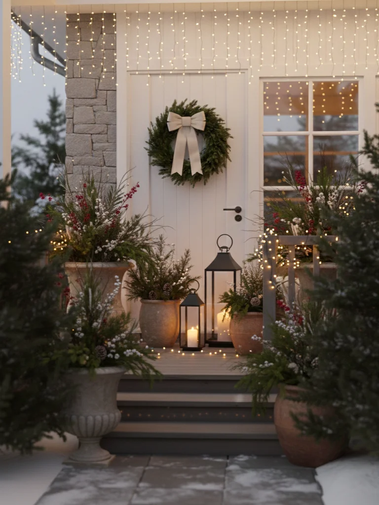 25 Outdoor Christmas Decorating Ideas for a Cozy Seasonal Look 15 14. Natural Garden Christmas Decor Pine Branches
