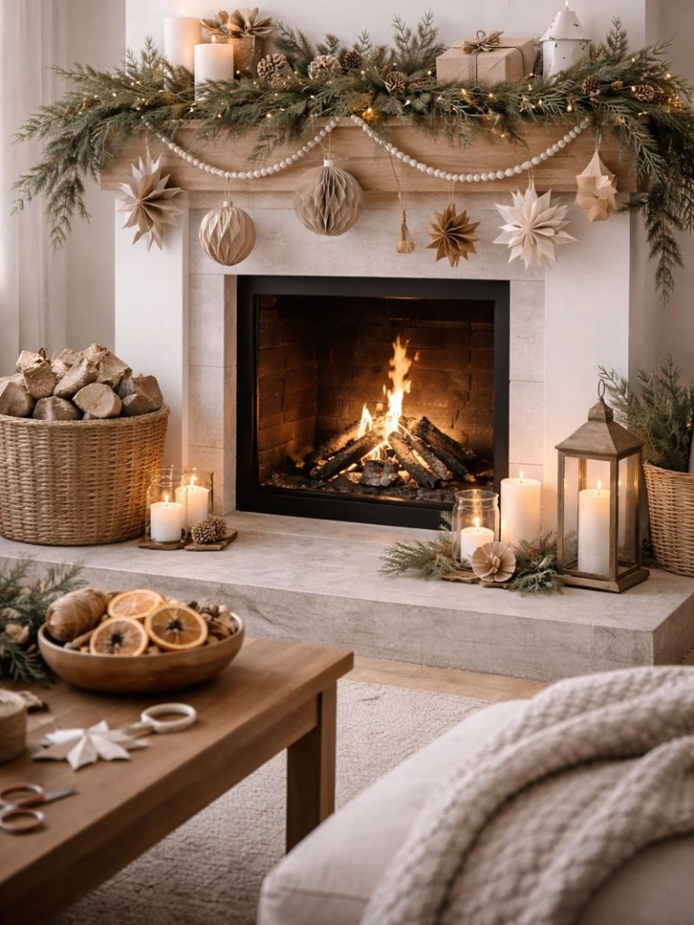 17. DIY Christmas Fireplace Decor Ideas