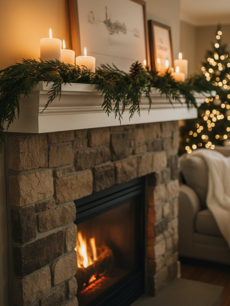 18. Budget Friendly Fireplace Decor Using Greenery