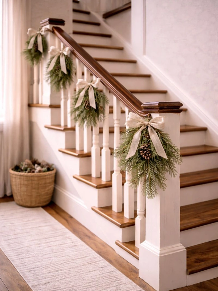 18. Pine Sprig Clusters with Ribbon