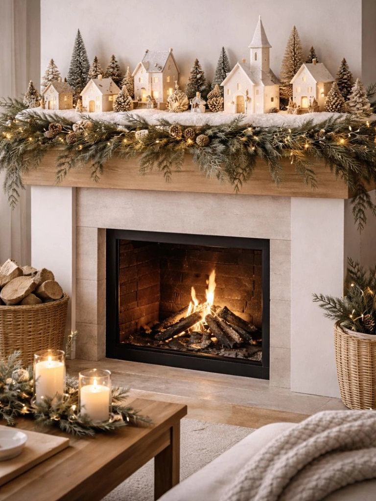 19. Christmas Village or Holiday Figurine Mantel