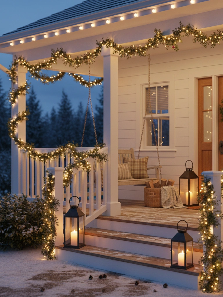 25 Farmhouse Christmas Decor Ideas for a Cozy Holiday Home 20 19. Outdoor Farmhouse Christmas Porch Lights