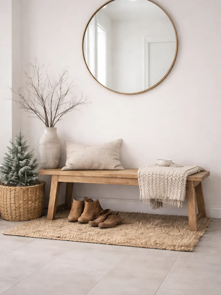 2. Neutral Christmas Entryway Decor