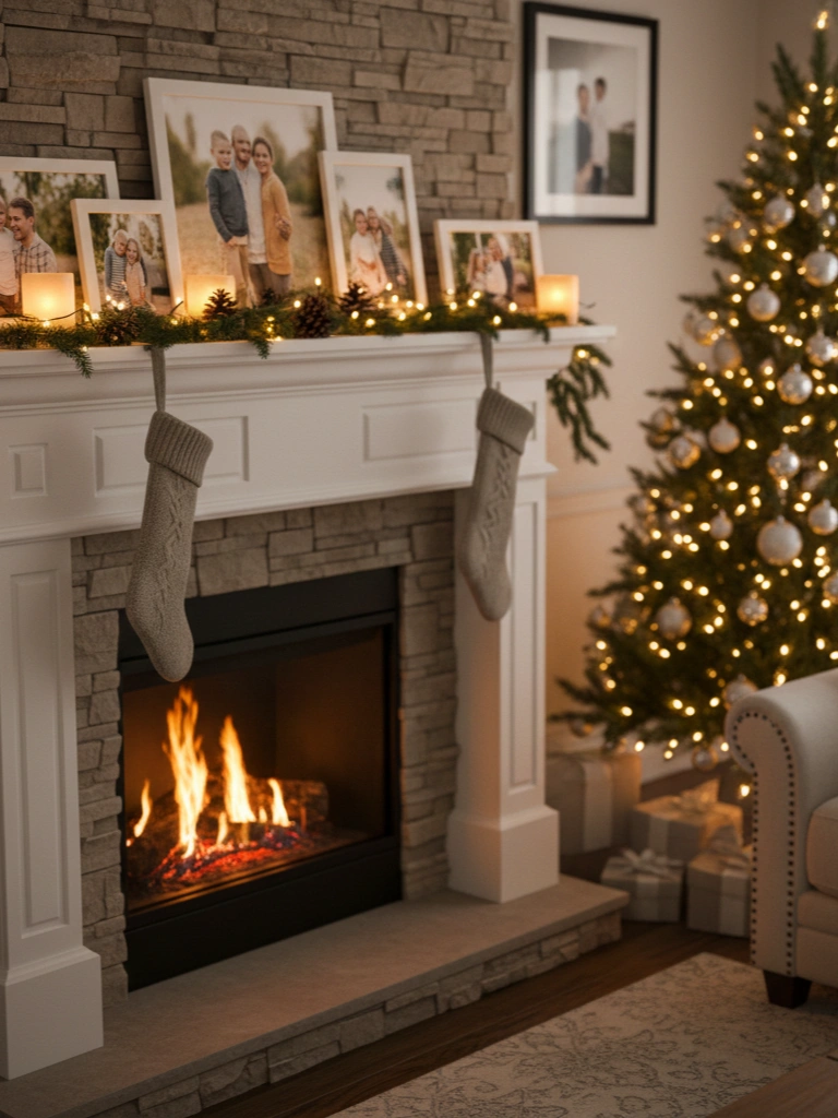 20. Personalized Fireplace Decor with Family Touches
