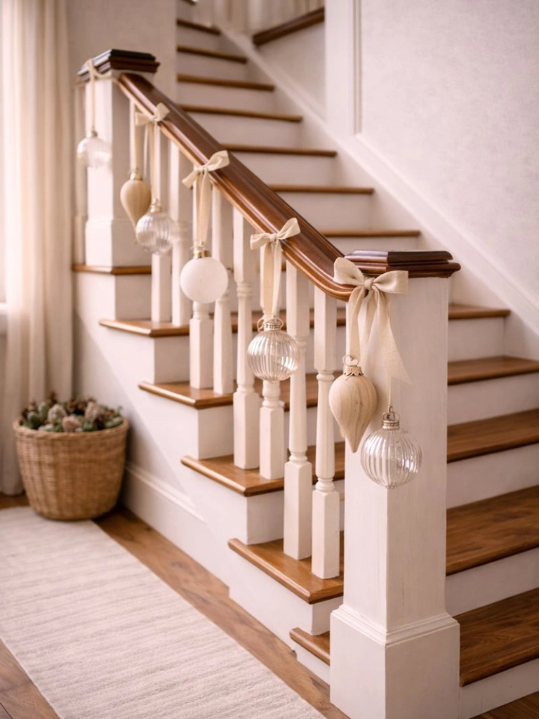 21. Hanging Ornaments Along the Railing