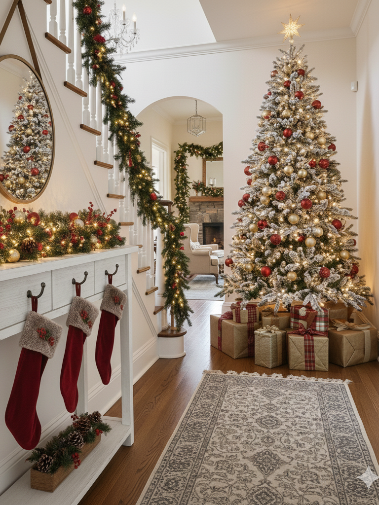 22.Entryway Hallway Christmas Styling