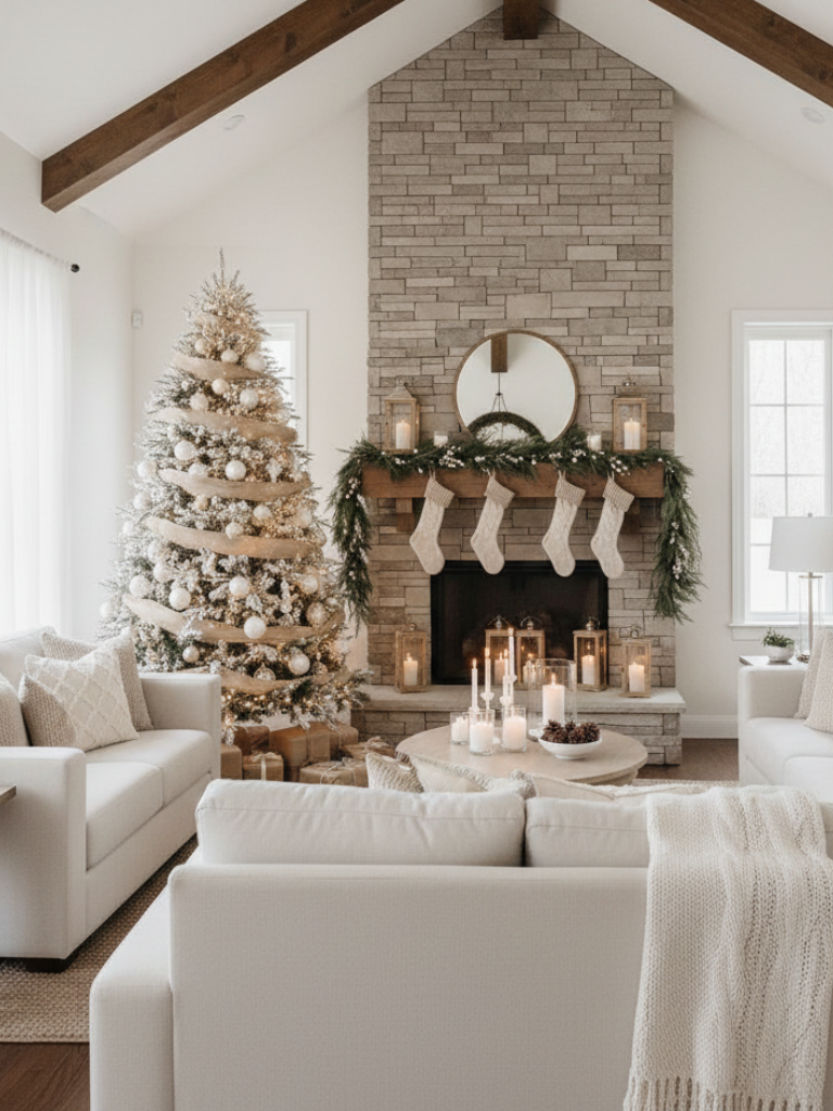 27.Christmas Room Decor with Neutral Tones
