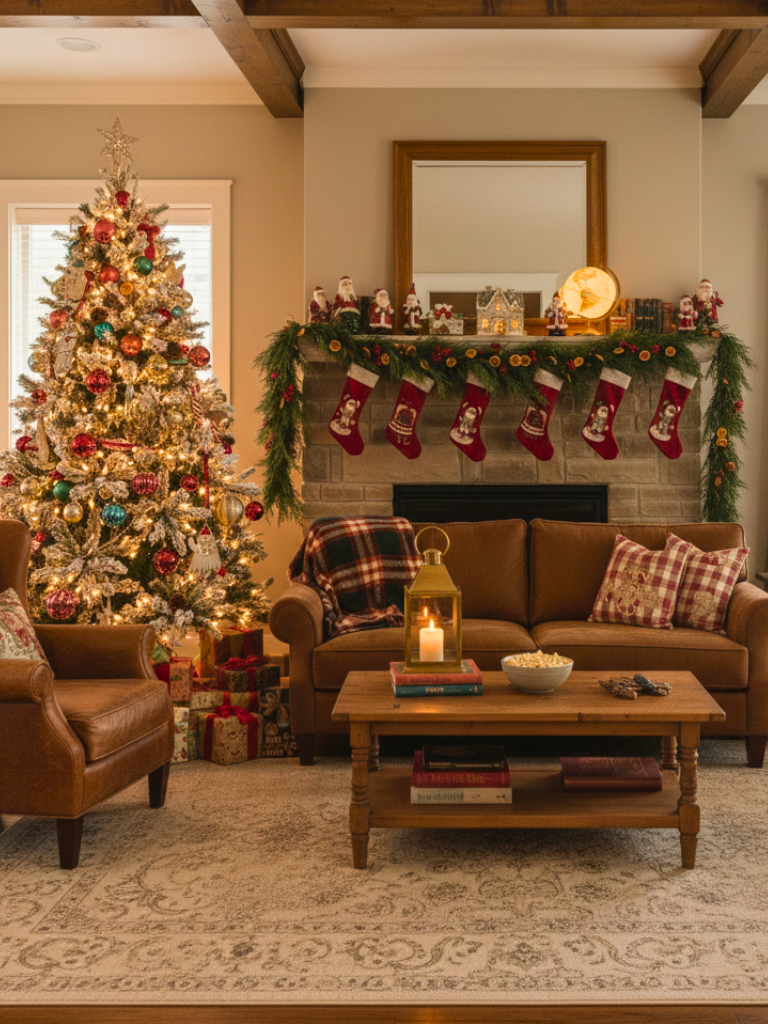28.Vintage Inspired Christmas Room Styling
