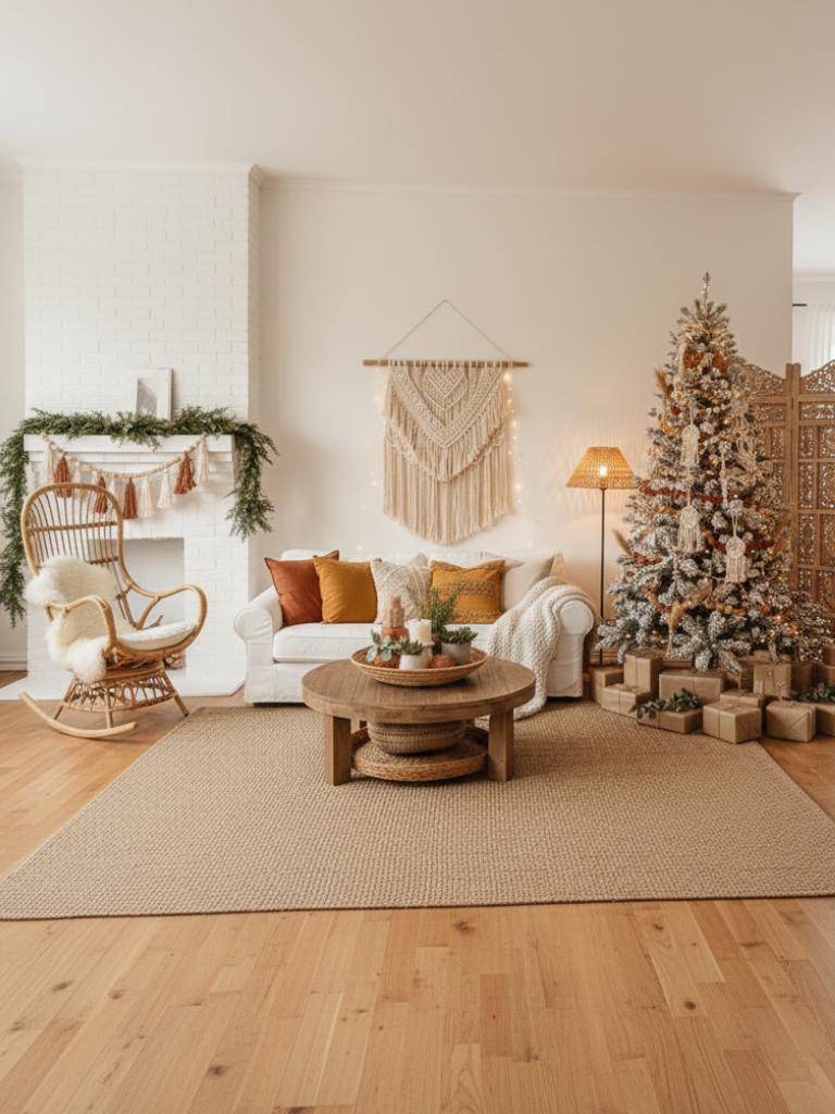 29.Boho Christmas Decor for Cozy Rooms