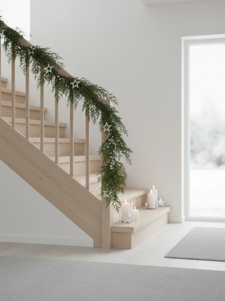 33. Scandinavian Christmas Stair Touches