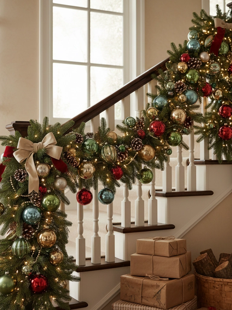 35. Vintage Nostalgic Staircase Decor