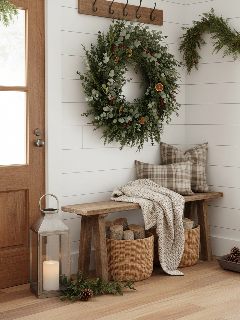 25 Farmhouse Christmas Decor Ideas for a Cozy Holiday Home 8 7. Farmhouse Entryway Christmas Decor