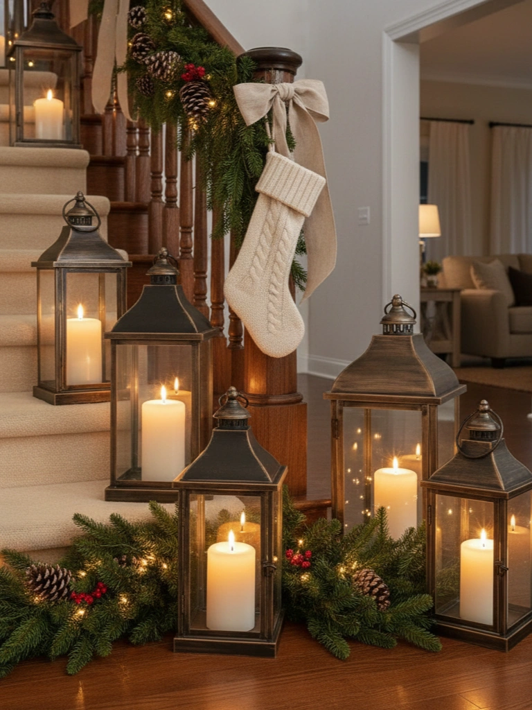 8. Candle Lanterns Along the Staircase Base