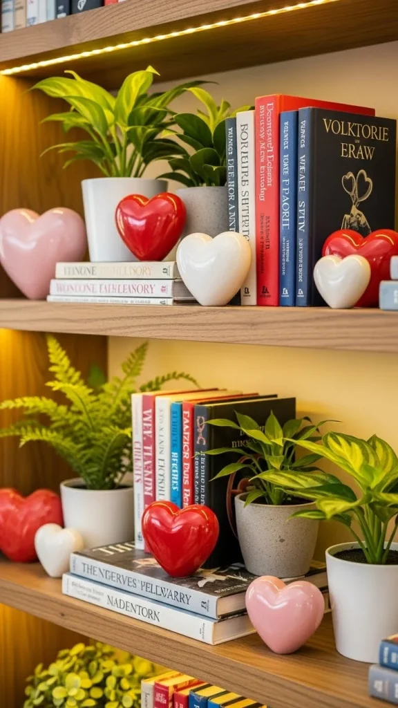 Shelf Styling with Hearts