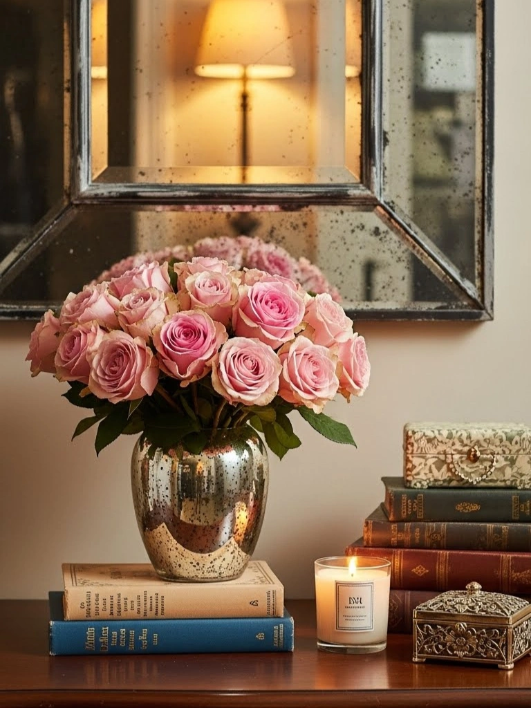 45 Valentines Day Home Decor Ideas for a Calm, Romantic Space 1 1 Romantic Entryway Console Styling