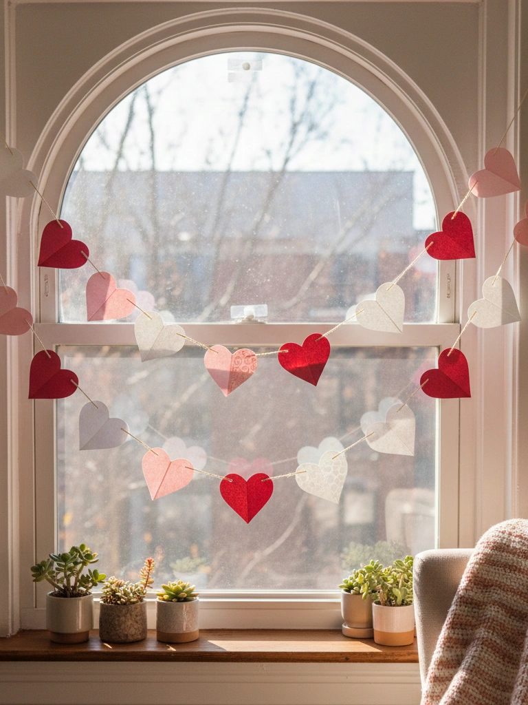 1. Apartment Friendly Heart Garland Display