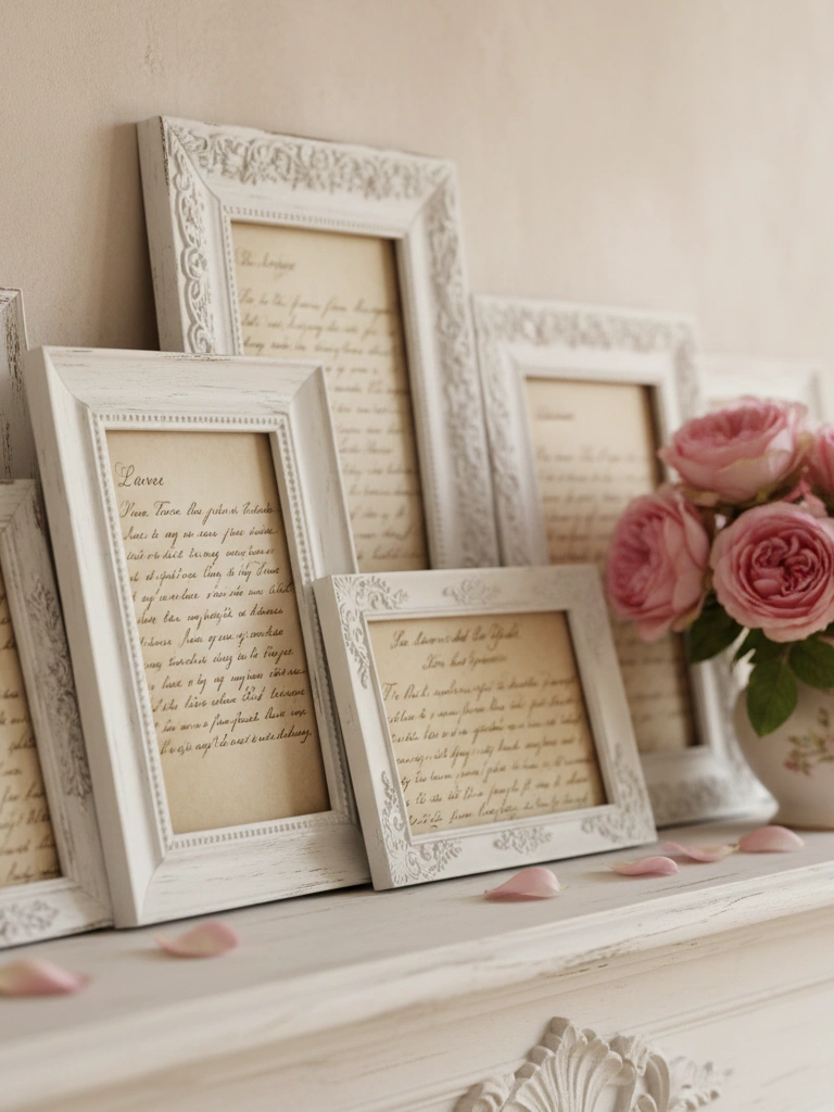1. Distressed White Frames with Vintage Love Letters