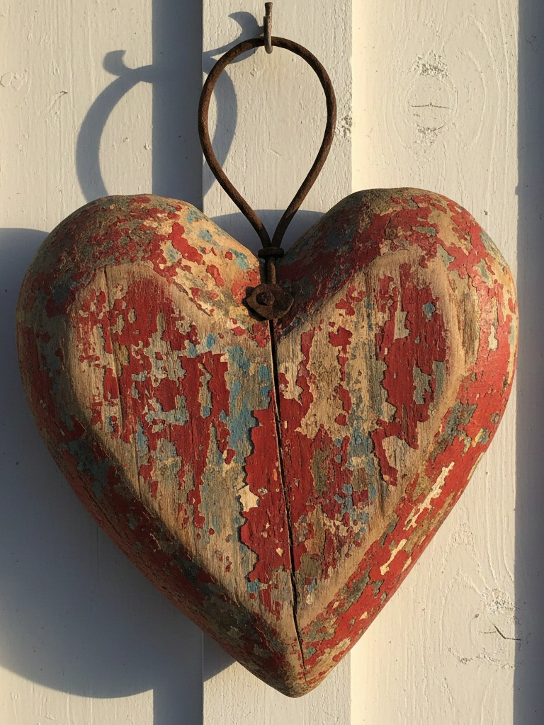 1. Distressed Wooden Heart Wall Hanging