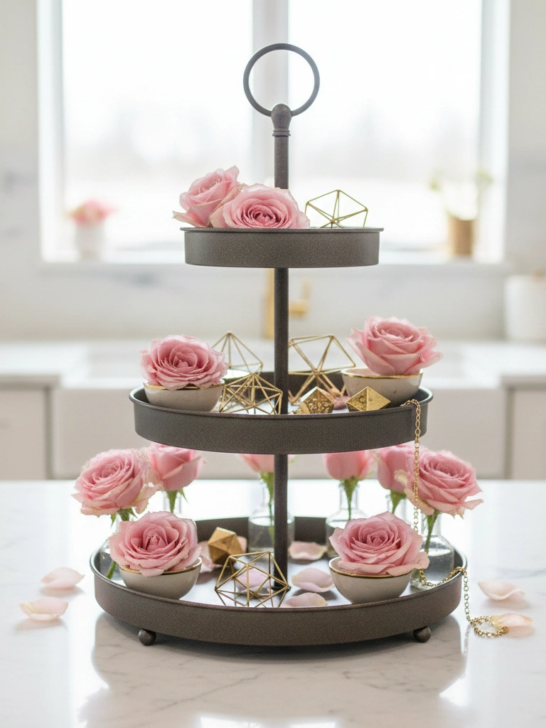 10. Blush Pink and Gold Tiered Tray