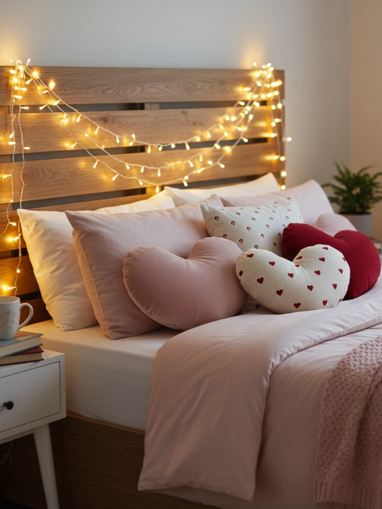 10. Fairy Light Headboard for Apartments