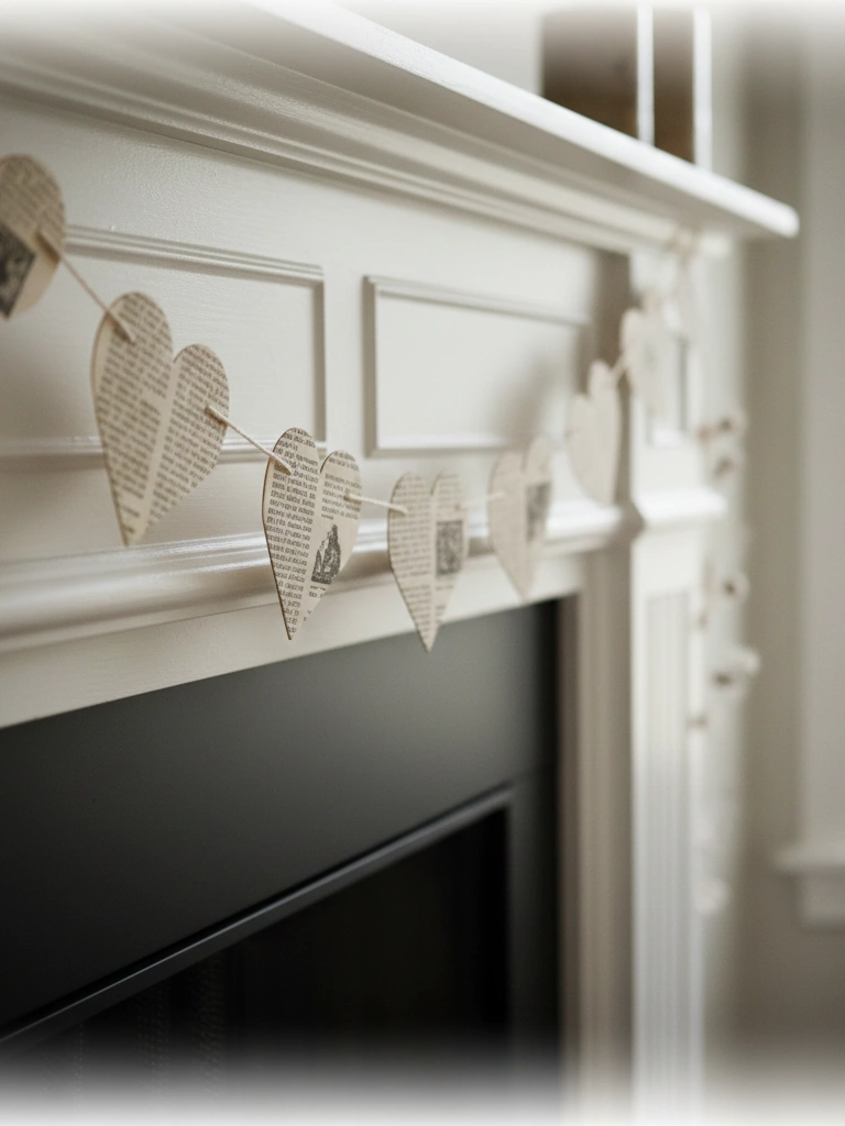11. Paper Heart Garland Made from Book Pages