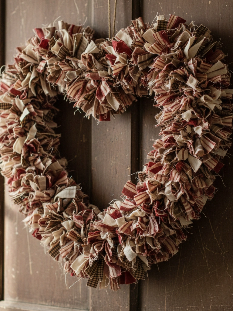 11. Primitive Rag Heart Wreath